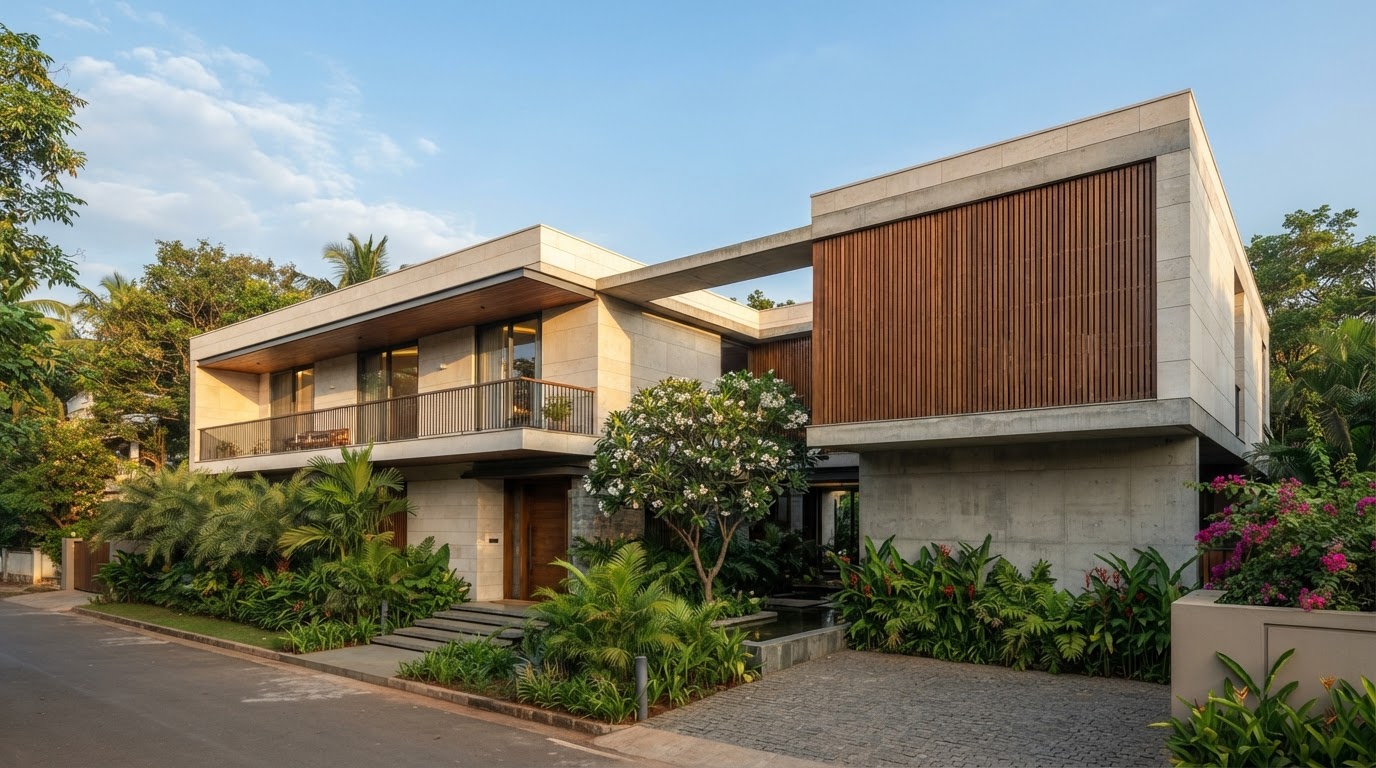 Courtyard house completed exterior